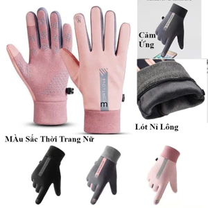 Găng Tay Nữ-Găng Tay Lót Nỉ Lông Ấm Áp Và Chống Thấm Nước Có Cảm Ứng