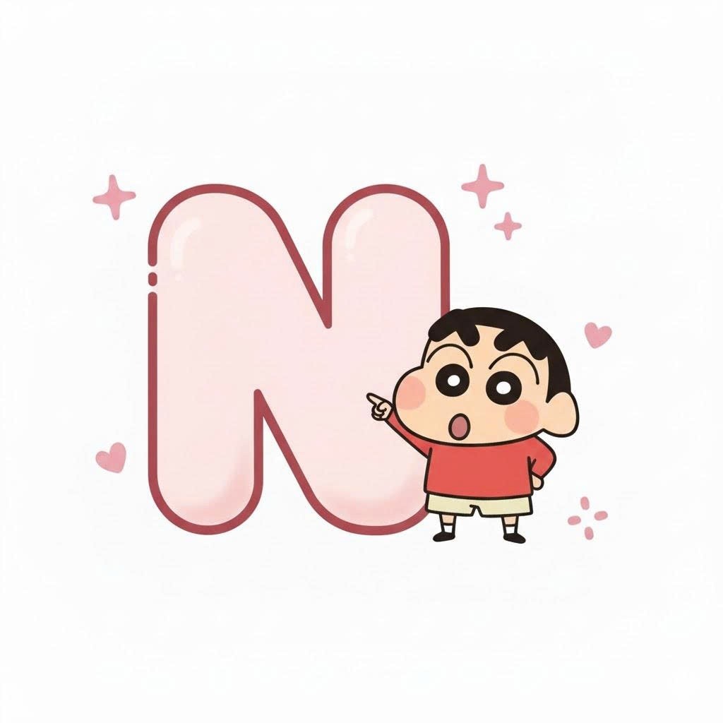móc khoá chữ cái Shin Chan hồng hào dễ thương đáng yêu, bộ chữ Shin Chan cute