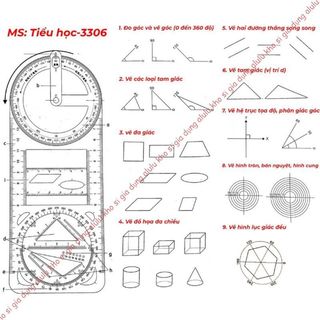 Thước Kẻ Đa Năng 4in1 Xoay 360° Deli – Thước Đo Góc, Tam Giác, Thẳng Cho Bé Tiểu Học