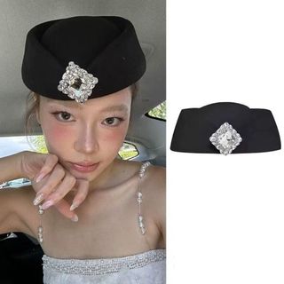Mũ NOOKSTORY, Mũ đội đầu trang trí cổ điển pha lê được trang trí kiểu Anh, Mũ nón Sea Star Felt Beret Trang phục hóa trang