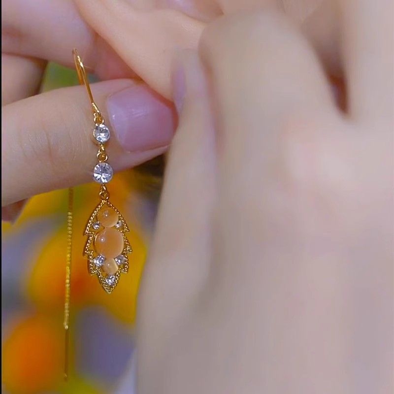 Bông Tai Kim Cương Champagne Thanhh Lich, Sang Trọng