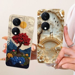Vỏ bảo vệ Camera cho Honor X7b CLK-LX1 / Honor 90 Smart CLK-LX3 / Play 8T / Play 80 Plus Vỏ mềm hình hoa thanh lịch