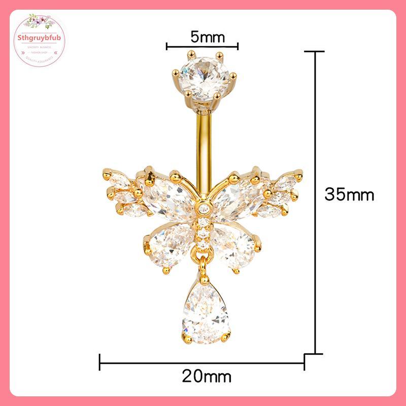 Nhẫn rốn pha lê zircon tinh tế, thời trang gợi cảm dành cho nữ
