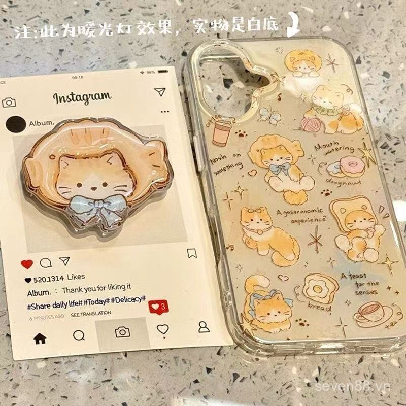 Ốp Điện Thoại Thích Hợp Cho iPhone 7 8 X XS XR XSMAX 11 12 13 14 15 16 17 Pro max Plus Air Taiyaki Cat Stand Vỏ Bảo Vệ Chống Sốc Bao Gồm Tất Cả 7W6E