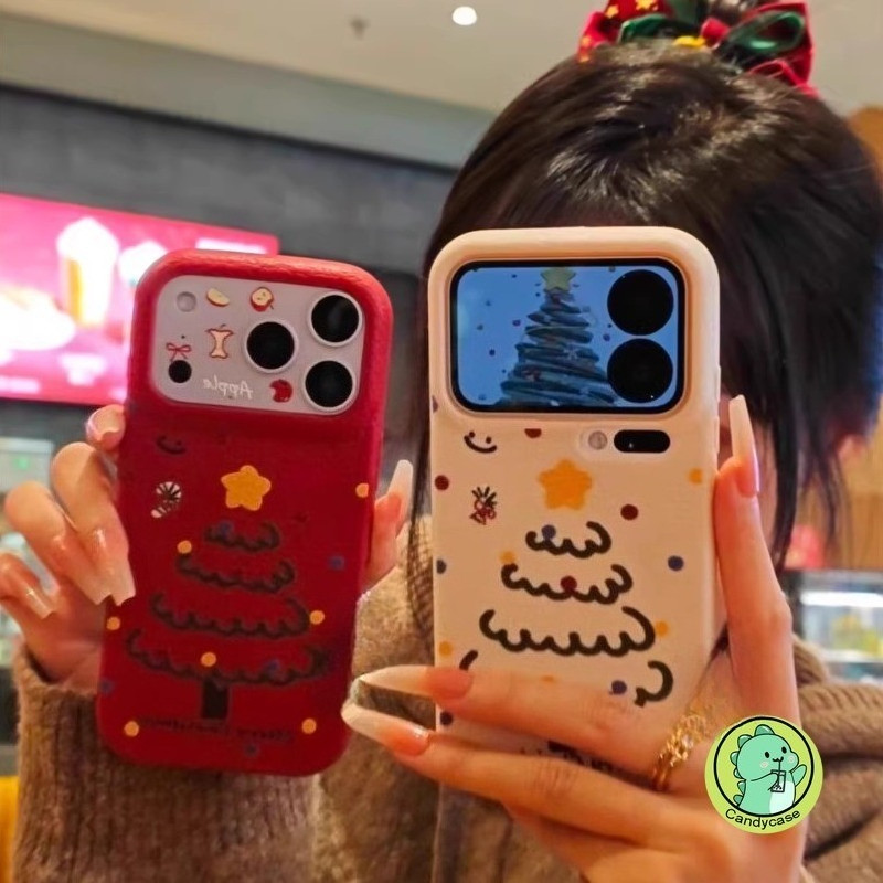 Ốp Điện Thoại Cây Giáng Sinh Dễ Thương Cho Redmi Note 15 14 13 12 11 10 Pro Plus Turbo 11T 11S 10T Pro + Turbo 4 Pro 5G 4G Vỏ Hoạt Hình Gấu Chấm Bi Da PU Vỏ Mềm