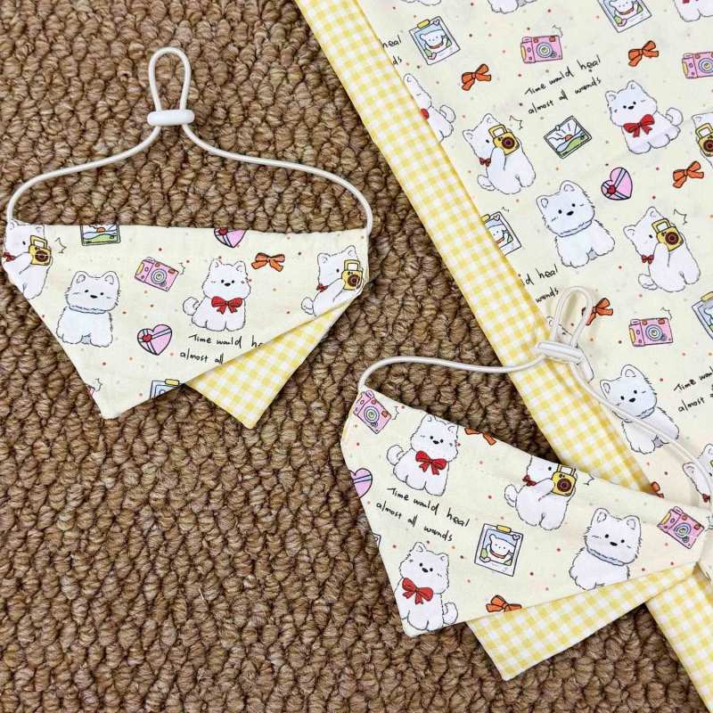 Phong Cách Mới Milky Puppy Nước Bọt Khăn Có Thể Điều Chỉnh Hai Mặt Thú Cưng Tam Giác Khăn Yếm Dễ Thương Chó Mèo Yếm