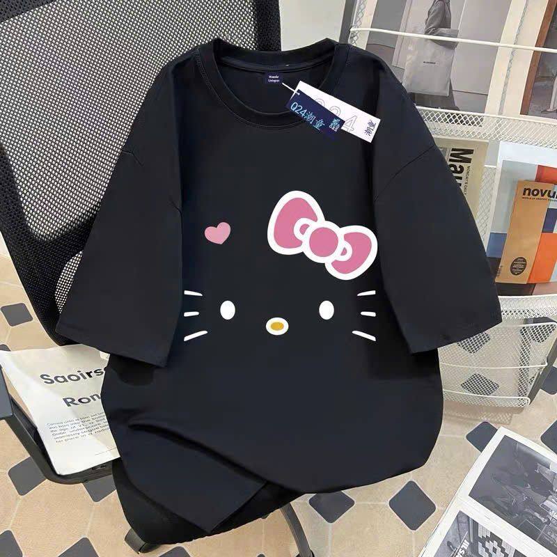 Áo thun phông form rộng 100% cotton BIG SIZE nữ hè - mèo đơn giản -thoitrangthubio