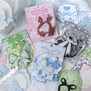 ENWEI 40 Chiếc [Bow Paradise Series] Bộ Miếng Dán Ren Nơ Pastel Phong Cách Vintage Die-Cut Dán Cho Sổ Lưu Niệm Người Lập Kế Hoạch Tạp Chí Trang Trí Văn Phòng Phẩm