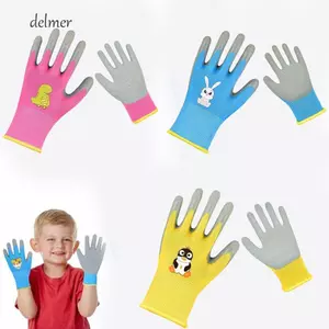 Găng Tay Làm Vườn Trẻ Em DELMER, Găng Tay Làm Vườn Chống Trơn Trượt Thoáng Khí, Họa Tiết Động Vật Hoạt Hình Bền Thu Thập Vỏ Biển Trẻ Em Găng Tay Bảo Vệ Trẻ Em Trẻ Em