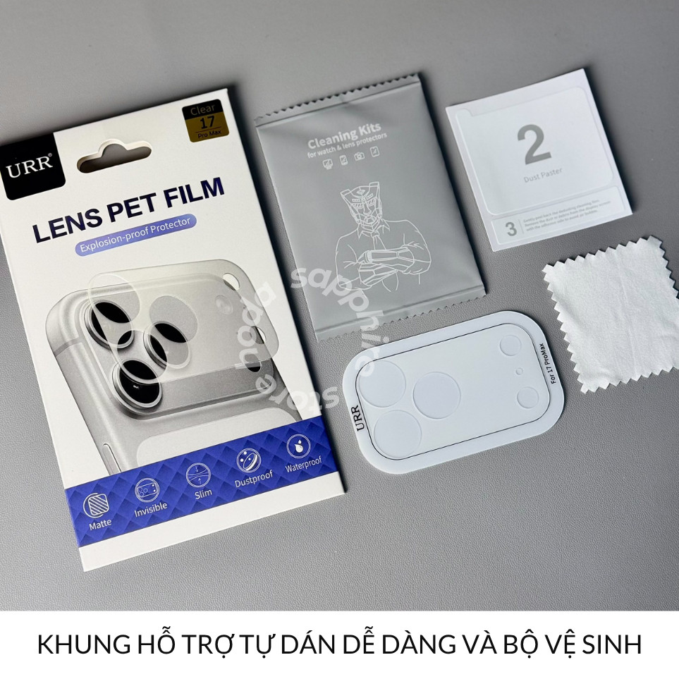 [Chính Hãng] Dán Camera PET Nhám Mờ URR Chống Trầy, Kháng Nước, Cực Mỏng Cho iPhone 17 Pro Max Series
