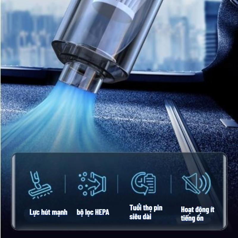 Máy hút bụi cầm tay không dây dành cho ô tô, phù hợp cho ô tô và nhà cửa, đa chức năng, lực hút mạnh mẽ.