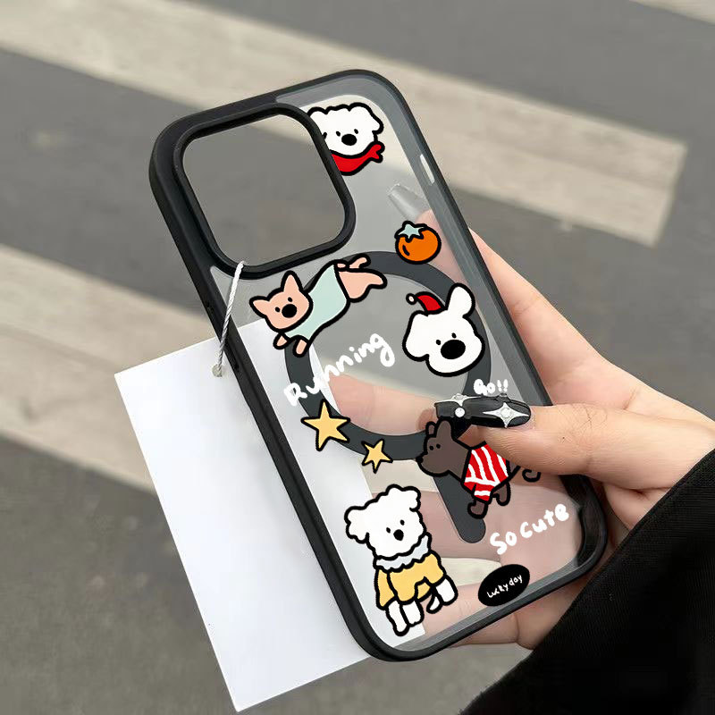 Ốp bảo vệ iPhone họa tiết cún con sạc từ tính chống trầy xước - iP 7/8/X/XS/11/12/13/14/15/16/17/Plus/Pro/Max/Air