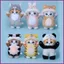 YT4 16cm Mướp Mèo Sang Trọng Búp Bê Quà Tặng Cho Bé Gái Túi Mặt Dây Chuyền Cosplay Gấu Trúc Bò Thỏ Đồ Chơi Nhồi Bông Cho Trẻ Em