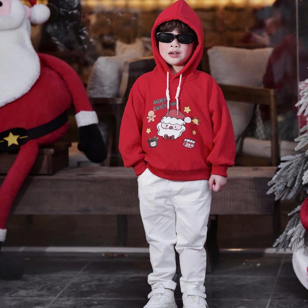 [BiBeo Kids] ÁO HOODIE ĐỎ GIÁNG SINH bé trai bé gái, Áo thu dông dài tay cho bé trai bé gái