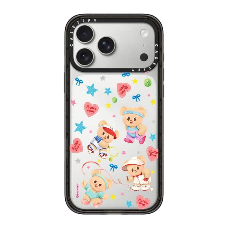 CASECASE X Butterbear at 5Pm Ốp lưng màu đen / xanh da trời / hồng Bộ sưu tập kẹo Fizz Màu sắc rõ ràng cứng từ tính Vỏ tác động cho Apple IPhone 13 14 15 16 17Pro Max Plus Có hộp