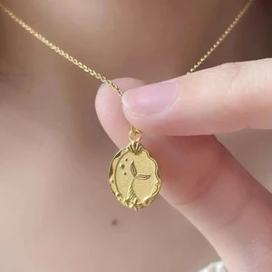 Cát Vàng Nàng Tiên Cá Vòng Cổ Hai Mặt Đuôi Nàng Tiên Cá Mặt Dây Chuyền Tròn Không Đều Cho Bạn Gái Chị Gái Trang Sức