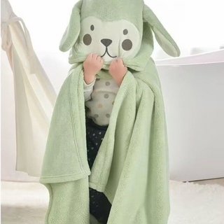 Áo choàng tắm trẻ em Lông cừu san hô có mũ trùm đầu Động vật ấm áp Mềm mại Thấm hút Đồ ngủ Sử dụng tại nhà