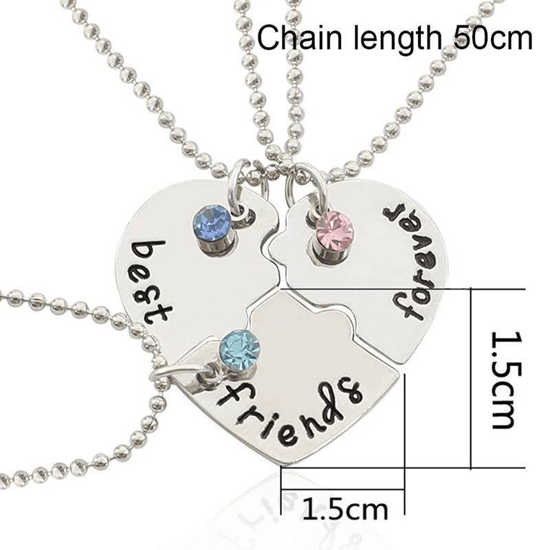 JINHF 3 Cái / bộ Trái Tim Chia Mặt Dây Chuyền Nelace Người Bạn Thân Nhất Bff Tình Bạn Cặp Đôi Nelace Trang Sức Thời Trang HOT