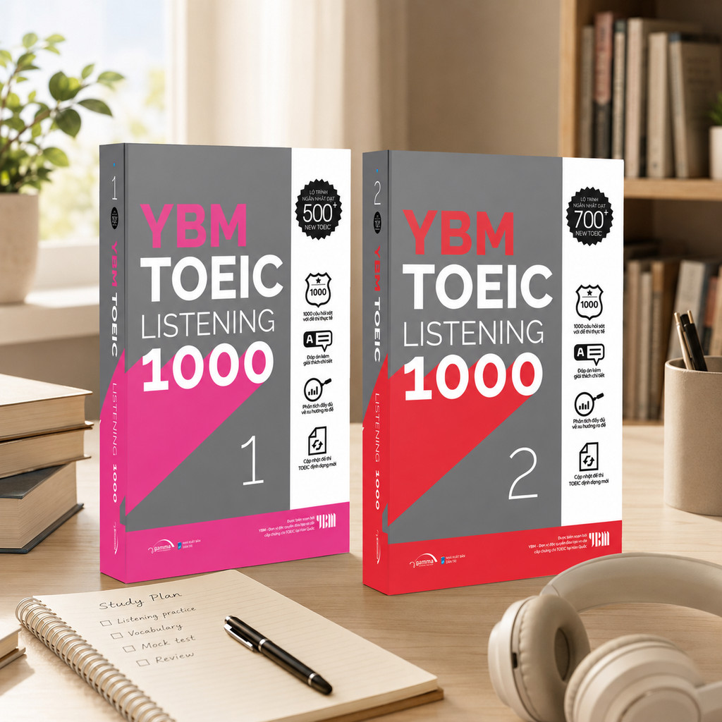Sách - Lẻ/Combo: YBM TOEIC Listening 1000 Vol 1 + 2– 10 Đề Thi Sát Format TOEIC Mới (Gamma Books)