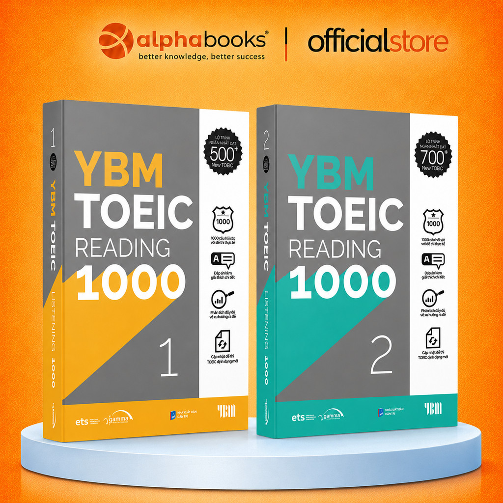 Sách – Lẻ/Combo: YBM TOEIC Reading 1000 Vol 1 + Vol 2 – Kèm lời giải chi tiết (Gamma Books)