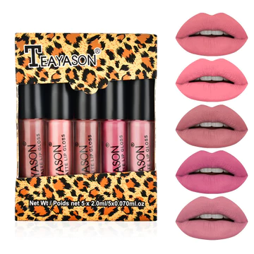 Matte Matte Lip Glaze Five Mini Set, Son môi Son bóng không dễ dính vào cốc,