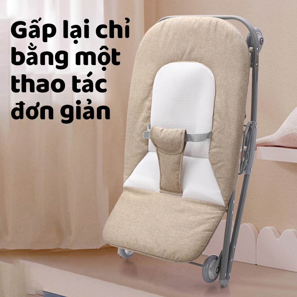 iiko Ghế Rung Có Màn Chụp Cho Bé Ghế Nằm Ru Ngủ Có Tay Đẩy Gấp Gọn Tiện Lợi