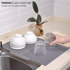Luckyew Silicone Draining Board Thảm Sấy Thảm Chống Trơn Trượt Có Cạnh Lớn Lên Mặt Bàn Thảm Cho Nồi Cốc Món Ăn Đồ Dùng Nhà Bếp TQ