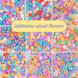 Kudosation 50 Cái 3D Mini Hoa Sen Hoa Hồng Flatba Planar Nhựa Phụ Kiện Thủ Công DIY Miếng Dán Điện Thoại Chất Liệu Nghệ Thuật Đẹp