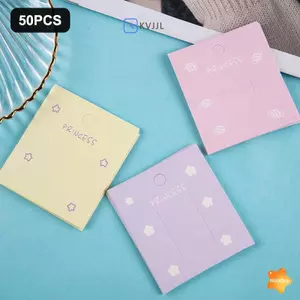 50 chiếc 7 * 7CM Xanh / Hồng / Tím / Vàng Kẹp Tóc Thẻ Giấy Phụ Kiện Tóc Thẻ Trưng Bày Trang Sức Thời Trang Kẹp Tóc Giữ Paaging Túi Nhựa Mới