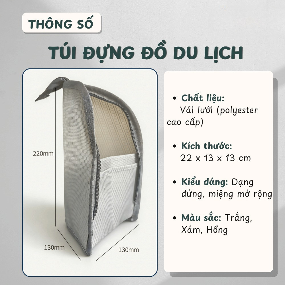 Túi Lưới Đựng Đồ Cá Nhân Du Lịch Tự Đứng Dino, Túi Đựng Mỹ Phẩm Gấp Gọn Chống Nước, Đựng Đồ Vệ Sinh Tiện Lợi