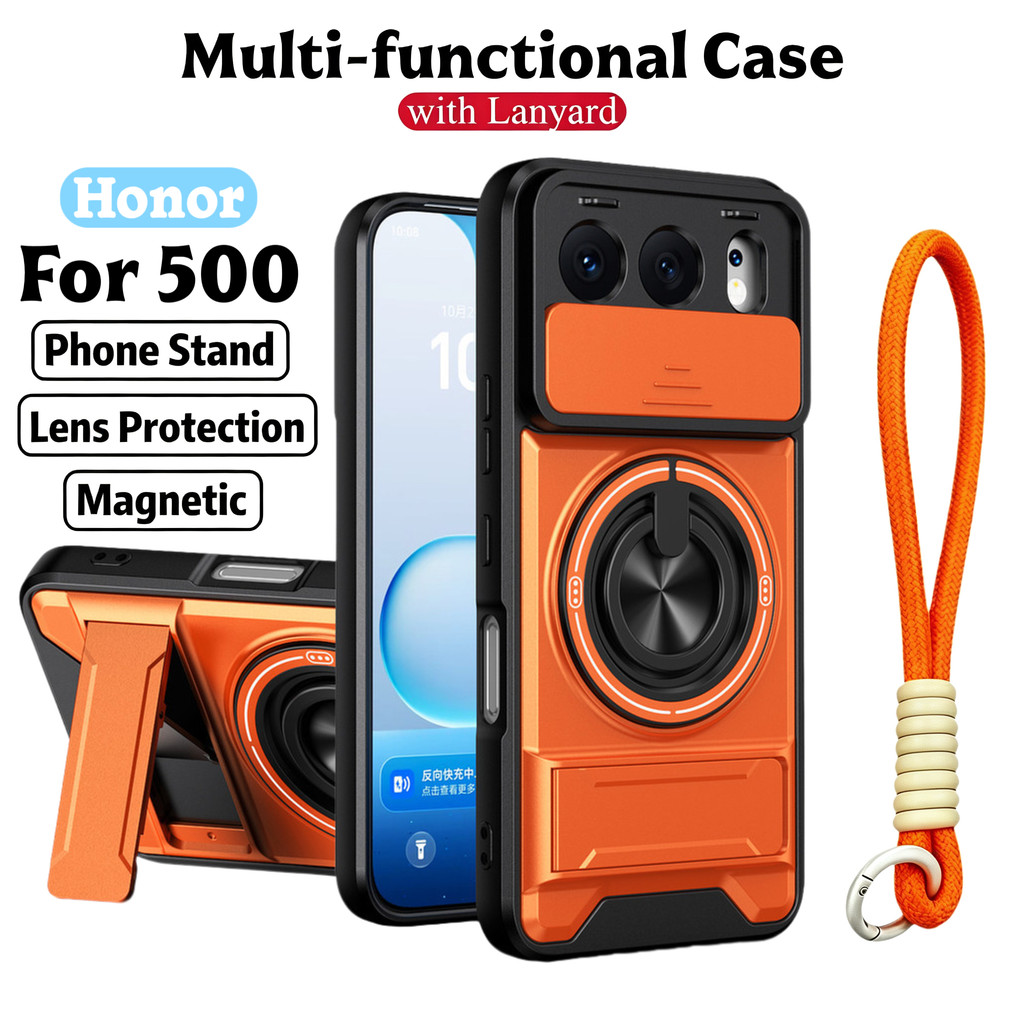 Ốp Điện Thoại Đa Năng Sang Trọng Thích Hợp Cho Honor 500 5G 400 600 200 Pro Dây 360°Giá đỡ vòng có vỏ máy ảnh Vỏ bảo vệ toàn diện chống sốc