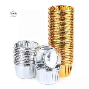 Maybest 50 Chiếc mini Cupcake Giấy Bọc Giấy Vàng Bạc Cupcake Nướng Bánh Cupcake {VN}