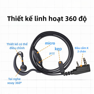 [COD] Tai Nghe Bộ Đàm Chuyên Nghiệp Dây Xoắn - Chân TK, Thiết Kế 360°, Dễ Đeo, Cho Mọi Môi Trường