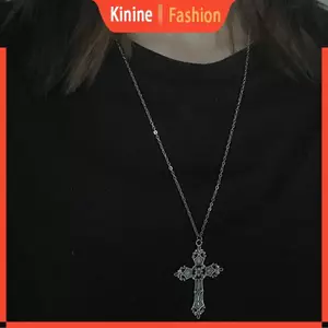 KIN Nữ Wen Vintage Gothic Thánh Giá Mặt Dây Chuyền Dây Xích Dài Vòng Cổ Choker Punk Jewel