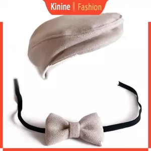 KIN 2 Chiếc Đạo Cụ Chụp Ảnh Sơ Sinh Bé Đạt Đỉnh Bò Mũ Màu Trơn Dây Buộc