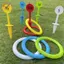 HFTOY Vòng Nhựa Toss Bộ Trò Chơi Trẻ Em 6 Nhẫn 5 Chốt Bãi Cỏ Ngoài Trời Bãi Biển Bền An Toàn Lễ Hội Gia Đình Bayard Chơi ~