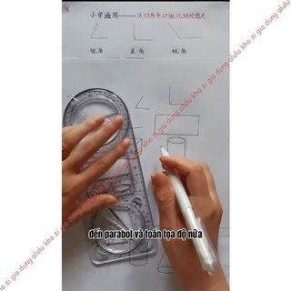 Thước Kẻ Đa Năng 4in1 Xoay 360° Deli – Thước Đo Góc, Tam Giác, Thẳng Cho Bé Tiểu Học