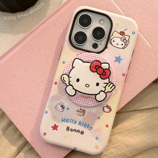 [Sheren] Ốp Điện Thoại Chân Đế Mèo Màu Hồng Bé Gái Thích Hợp Cho iPhone i17 16 15 14 13 12 11 Pro Max