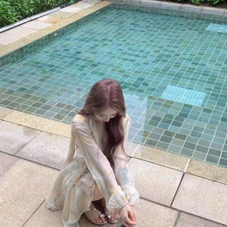 Nữ Phong Cách Mới Hỗ Trợ Kích Thước Lớn Hoa Pháp Cổ Chữ v Dài Tay Đầm Nữ Thu Đông Thiết Kế Nhẹ Nhàng Váy Chữ a Hẹp
