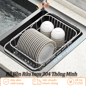 Rổ Inox 304 Gác Bồn Rửa Đa Năng - Thiết Kế Co Giãn Thông Minh, Phù Hợp Mọi Kích Thước Bồn Rửa