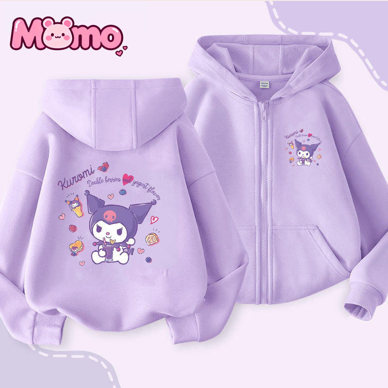 Mới Kuromi, Giai Điệu, Cinnamoroll Họa Tiết In Hình Dây Kéo Áo hoodie Cho Bé Trai Và Bé Gái Cùng Phong Cách Harajuku Phong Cách Giải Trí Có Mũ Trùm Đầu Áo hoodie Dài Tay