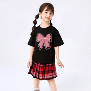 Áo thun ngắn tay in hình hoạt hình dễ thương và đa năng dành cho bé gái, có ba màu để lựa chọn.