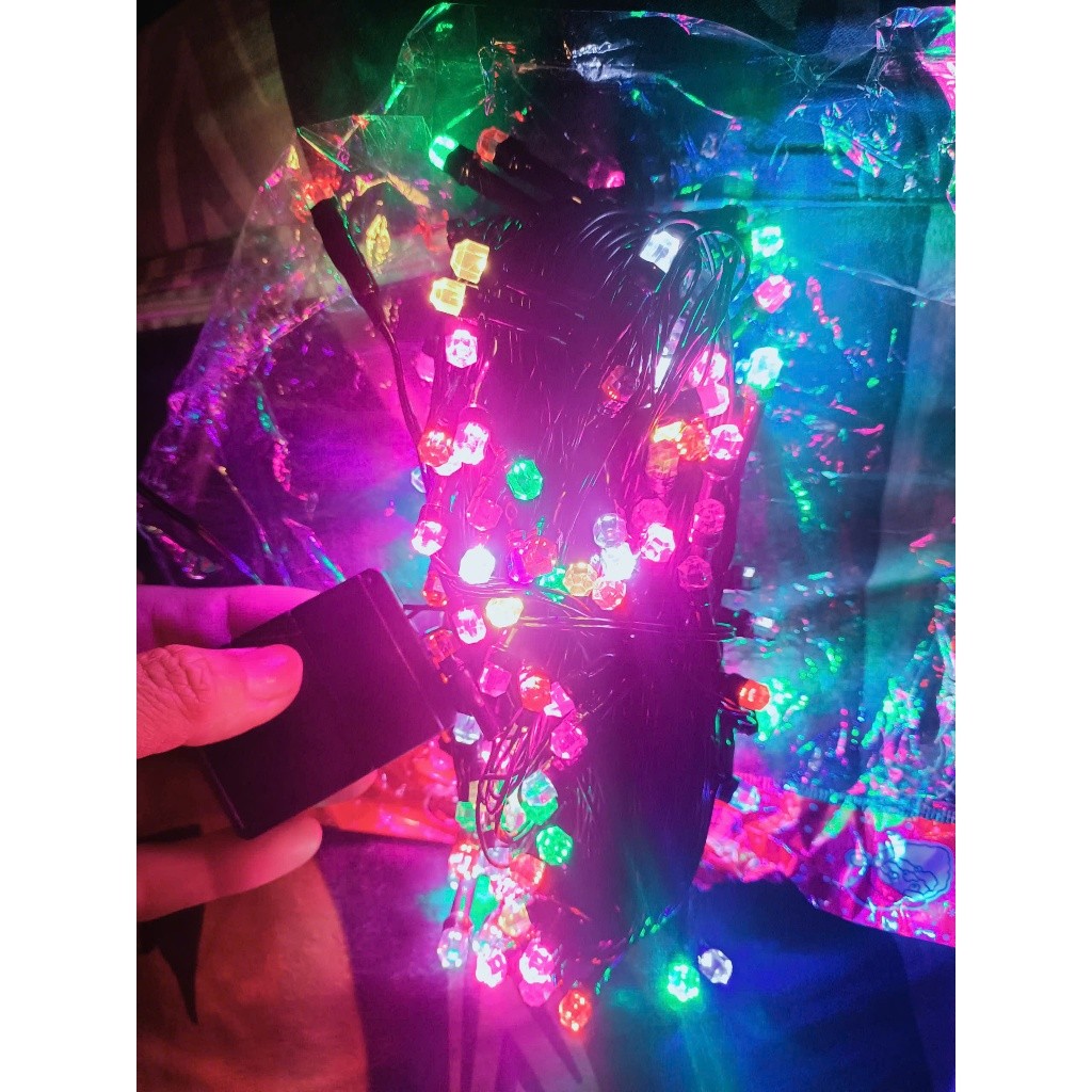 Dây Đèn Led Trang Trí Nháy Kim Cương 40m 7 Màu Trang Trí Quấn Cây,Đèn Nháy Chớp Noel, Tết.