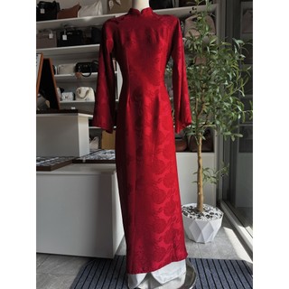 Áo dài gấm hoa hồng( chưa bao gồm quần)