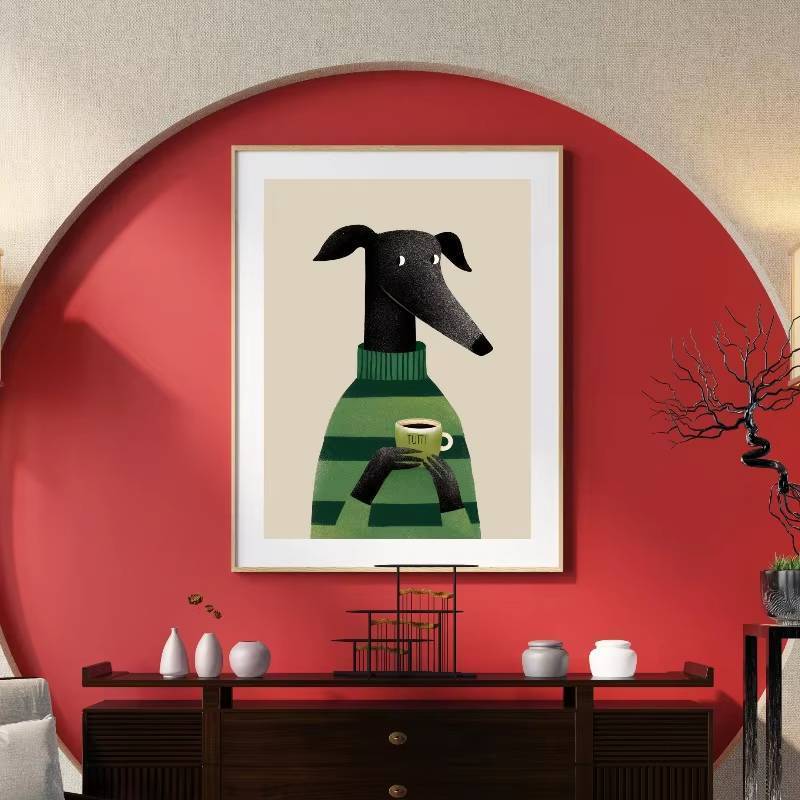 Hiện Đại Whimsical Động Vật Greyhound In Poster Nhiều Màu Sắc Chó Dễ Thương Cà Phê Canvas Tranh Treo Tường Nghệ Thuật Cho Phòng Khách Trang Trí Nhà Cửa