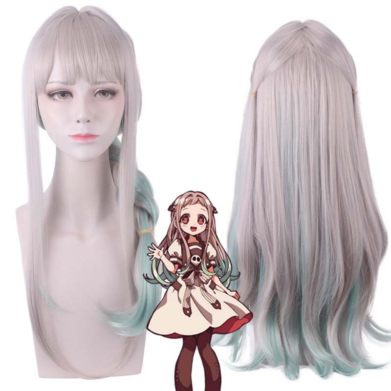 Nhà Vệ Sinh Ràng Buộc Hanako Kun Yashiro Nene Bạc Xám Micro Xoăn Chuyển Đổi Xanh Dài Tóc Cosplay Anime Tóc Giả