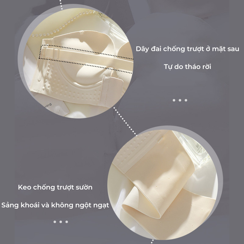 Áo Ngực Không Dây Cài Trước Nâng Ngực - Kiểu Áo Quây Độn Dày Tròn Đều, Thiết Kế Khóa Trước Chống Trượt