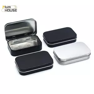 PlumHOUSE Kim Loại Hình Chữ Nhật Trống Hộp Thiếc Mạ Đẩy Kẹo Thuốc Hộp Đựng Thùng Bình Bản Lề Hộp Đựng Nhỏ Tổ Chức Hộp Bảo Quản VN