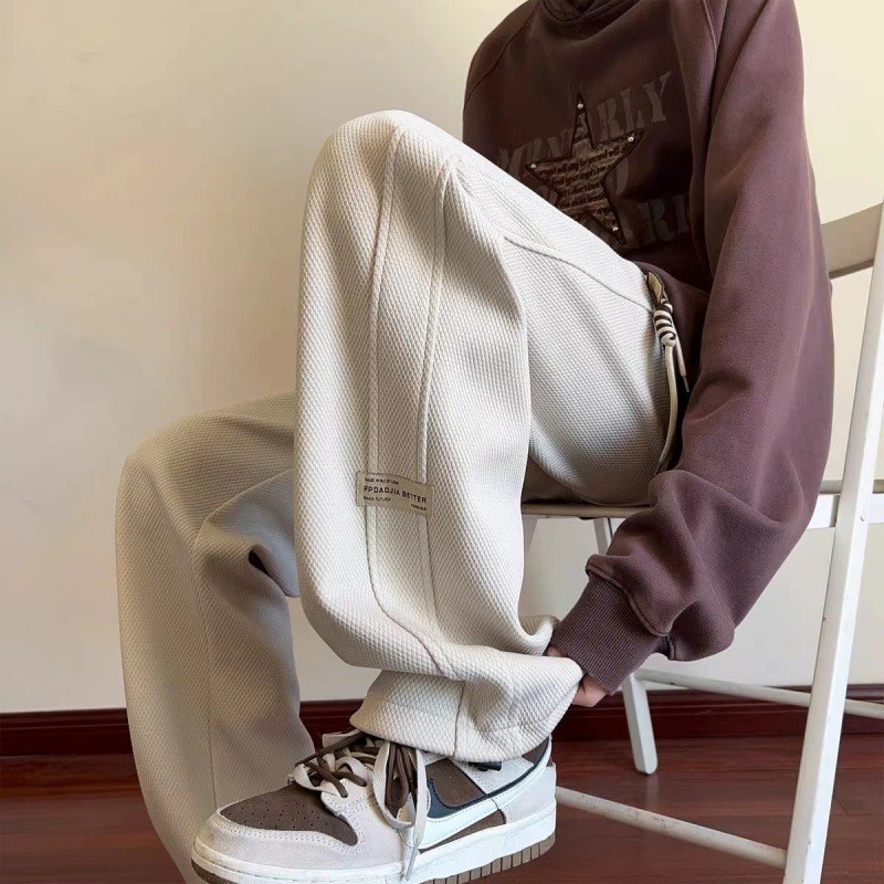 Mùa Xuân Mùa Hè Mỏng Phong Cách Drape Quần Ống Rộng Nam Quần Cao Cấp Phong Cách Mỹ Teen ins Dạo Phố Quần Thể Thao 0RXL