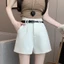 Phù Hợp Với Quần Short Nữ 2025 Cao Cấp Thường Ngày Màu Trắng Mặc Ngoài Rời Phù Hợp Với Chữ a Quần Ống Rộng 5.12